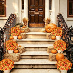 Artificial Fall Flowers for Outdoors, Faux Petunias Autumn Decoration, Fake Flowers Plants UV Resistant Look, alternate view