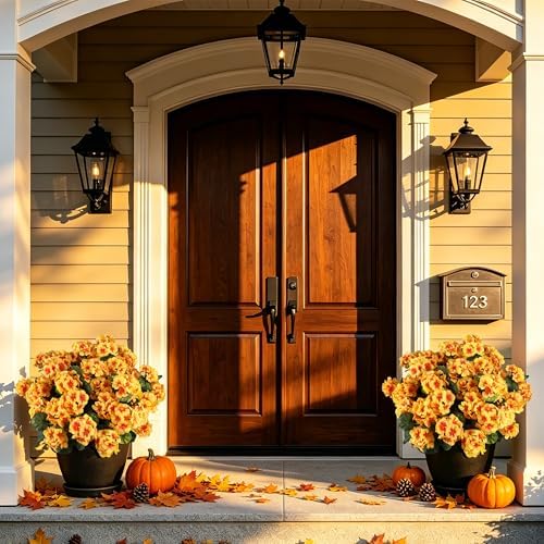 Artificial Fall Flowers Geraniums for Outdoors Front Porch Decor in Yellow, alternate view 3