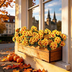 Artificial Fall Flowers Geraniums for Outdoors Front Porch Decor in Yellow, alternate view 5