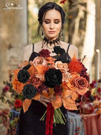Artificial Fall Flowers Orange and Black Silk Flowers for Wedding, alternate view 2