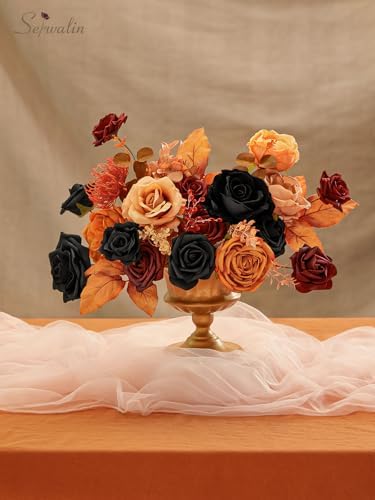 Artificial Fall Flowers Orange and Black Silk Flowers for Wedding, alternate view 3