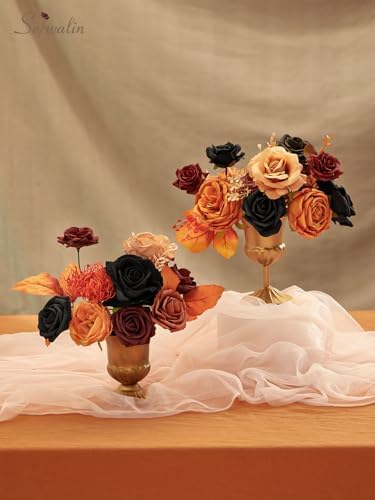 Artificial Fall Flowers Orange and Black Silk Flowers for Wedding, alternate view 5