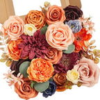 Artificial Fall Flowers Orange Burgundy Silk Flowers for Wedding in A Burgundy Orange
