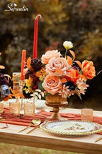 Artificial Fall Flowers Orange Burgundy Silk Flowers for Wedding in A Burgundy Orange, alternate view 2