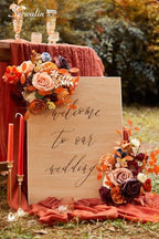 Artificial Fall Flowers Orange Burgundy Silk Flowers for Wedding in A Burgundy Orange, alternate view 6