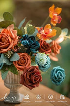 Artificial Fall Flowers Wedding Rustic Teal Grand Combo in Or-teal & Burnt Orange, alternate view 3