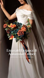 Artificial Fall Flowers Wedding Rustic Teal Grand Combo in Or-teal & Burnt Orange, alternate view 5