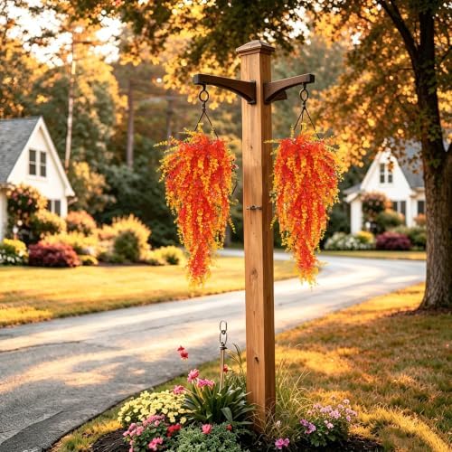 Artificial Fall Greenery for Outdoors Faux Hanging Baskets Plants, alternate view 5