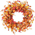 Artificial Fall Wreath 20’’ Autumn Front Door Wreath with Eucalyptus Leaves Berries Small Pumpkins Lantern Fruit