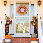 Artificial Fall Wreath 20’’ Autumn Front Door Wreath with Eucalyptus Leaves Berries Small Pumpkins Lantern Fruit, alternate