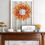 Artificial Fall Wreath 20’’ Autumn Front Door Wreath with Eucalyptus Leaves Berries Small Pumpkins Lantern Fruit, alternate