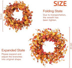 Artificial Fall Wreath 20’’ Autumn Front Door Wreath with Eucalyptus Leaves Berries Small Pumpkins Lantern Fruit, alternate