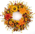 Artificial Fall Wreath 22 Inch Fall Wreaths for Front Door Autumn Flower Wreath with Sunflower Daisy Dahlia