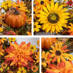 Artificial Fall Wreath 22 Inch Fall Wreaths for Front Door Autumn Flower Wreath with Sunflower Daisy Dahlia, alternate view 5