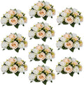 Artificial Flower Ball Centrepieces for Tables, Champagne, 10Pcs in White/Gold/Grey