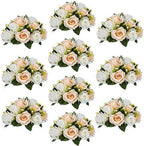 Artificial Flower Ball Centrepieces for Tables, Champagne, 10Pcs in White/Gold/Grey
