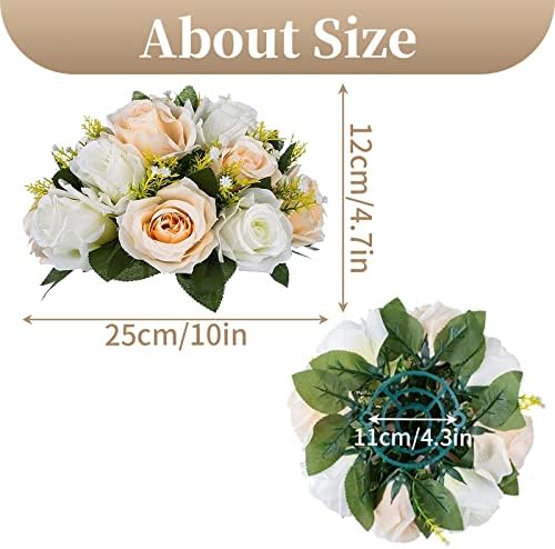 Artificial Flower Ball Centrepieces for Tables, Champagne, 10Pcs in White/Gold/Grey, alternate view 3