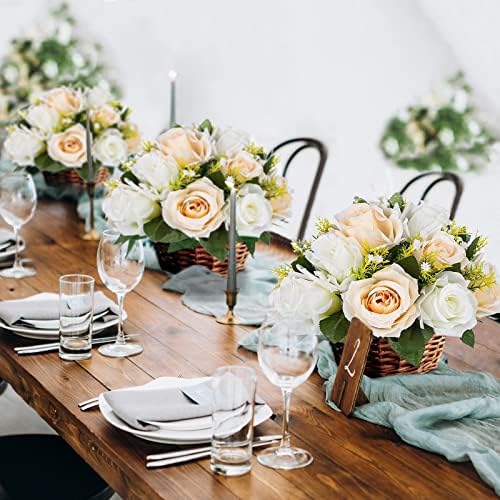 Artificial Flower Ball Centrepieces for Tables, Champagne, 10Pcs in White/Gold/Grey, alternate view 6