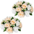 Artificial Flower Balls for Table Centerpieces - 2PCS 8.6" Silk Rose Floral Arrangement Fake Floral Bouquet for