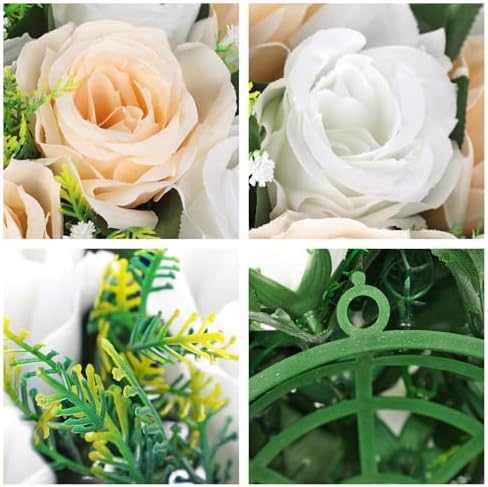 Artificial Flower Balls for Table Centerpieces - 2PCS 8.6" Silk Rose Floral Arrangement Fake Floral Bouquet for, alternate