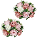 Artificial Flower Balls for Table Centerpieces - 2PCS 8.6" Silk Rose Floral Arrangement Fake Floral Bouquet for