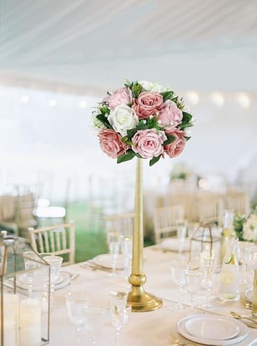 Artificial Flower Balls for Table Centerpieces - 2PCS 8.6" Silk Rose Floral Arrangement Fake Floral Bouquet for, alternate