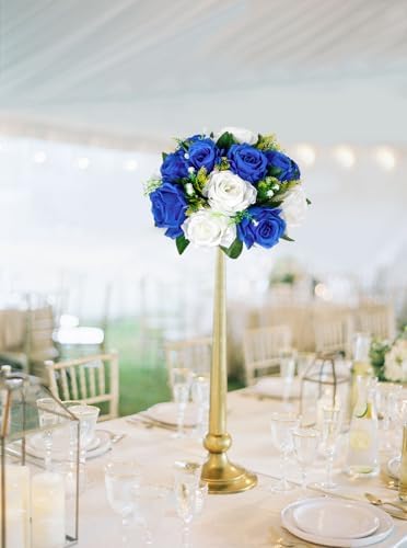 Artificial Flower Balls for Tables Centerpieces - 2PCS 8.6" Silk Rose Floral Arrangement with Plastic Base Fake, alternate