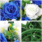 Artificial Flower Balls for Tables Centerpieces - 2PCS 8.6" Silk Rose Floral Arrangement with Plastic Base Fake, alternate