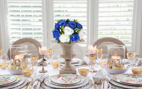 Artificial Flower Balls for Tables Centerpieces - 2PCS 8.6" Silk Rose Floral Arrangement with Plastic Base Fake, alternate