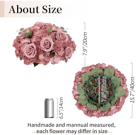 Artificial Flower Balls Wedding Centerpieces, 6 Pcs, Dusty Pink in 5.9’’(H) in Dusty Rose, alternate view 3