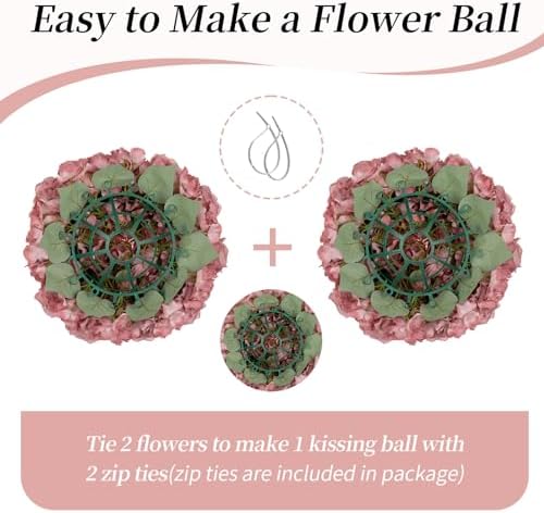 Artificial Flower Balls Wedding Centerpieces, 6 Pcs, Dusty Pink in 5.9’’(H) in Dusty Rose, alternate view 6