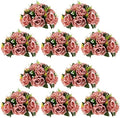 Artificial Flower Centrepieces for Tables - 10 Pcs Dusty Rose Fake Flowers Roses Balls 9.5in Diameter - Silk