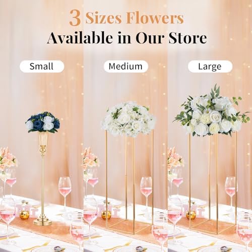 Artificial Flower Centrepieces for Tables - 10 Pcs Navy Blue & White Fake Flowers Roses Balls 9.5in Diameter, alternate view