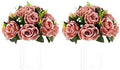 Artificial Flower Centrepieces for Tables - 2 Pcs Dusty Rose Fake Flowers Roses Balls 9.5in Diameter - Silk Faux