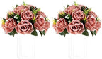Artificial Flower Centrepieces for Tables - 2 Pcs Dusty Rose Fake Flowers Roses Balls 9.5in Diameter - Silk Faux