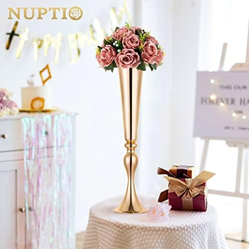Artificial Flower Centrepieces for Tables - 2 Pcs Dusty Rose Fake Flowers Roses Balls 9.5in Diameter - Silk Faux, alternate