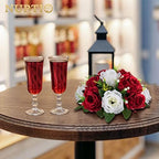 Artificial Flower Centrepieces for Tables - 6 Pcs Crimson & White Fake Flowers Roses Balls 9.5in Diameter - Silk, alternate