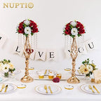 Artificial Flower Centrepieces for Tables - 6 Pcs Crimson & White Fake Flowers Roses Balls 9.5in Diameter - Silk, alternate