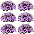 Artificial Flower Centrepieces for Tables - 6 Pcs Lilac Fake Flowers Roses Balls 9.5in Diameter - Silk Faux Rose