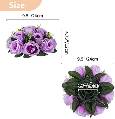 Artificial Flower Centrepieces for Tables - 6 Pcs Lilac Fake Flowers Roses Balls 9.5in Diameter - Silk Faux Rose, alternate