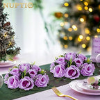 Artificial Flower Centrepieces for Tables - 6 Pcs Lilac Fake Flowers Roses Balls 9.5in Diameter - Silk Faux Rose, alternate
