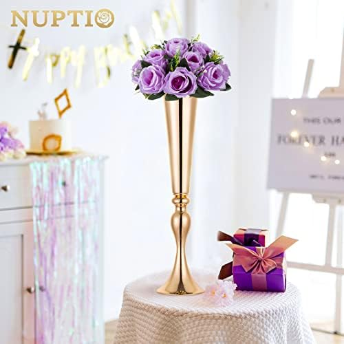 Artificial Flower Centrepieces for Tables - 6 Pcs Lilac Fake Flowers Roses Balls 9.5in Diameter - Silk Faux Rose, alternate