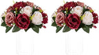 Artificial Flower Centrepieces for Tables: Fake Rose Balls, 2 Pcs in Burgundy & Dusty Rose & Creamy White