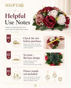 Artificial Flower Centrepieces for Tables: Fake Rose Balls, 2 Pcs in Burgundy & Dusty Rose & Creamy White, alternate view 6