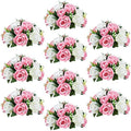 Artificial Flower Centrepieces for Tables, Pink & White, 10Pcs in White/Gold/Grey