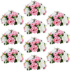 Artificial Flower Centrepieces for Tables, Pink & White, 10Pcs in White/Gold/Grey