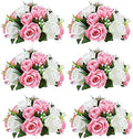Artificial Flower Centrepieces for Tables, Pink & White, 6Pcs in White/Gold/Grey