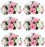 Artificial Flower Centrepieces for Tables, Pink & White, 6Pcs in White/Gold/Grey