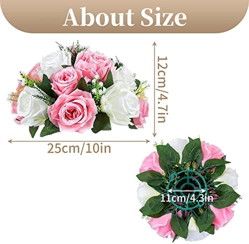 Artificial Flower Centrepieces for Tables, Pink & White, 6Pcs in White/Gold/Grey, alternate view 3