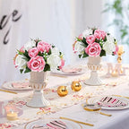 Artificial Flower Centrepieces for Tables, Pink & White, 6Pcs in White/Gold/Grey, alternate view 5